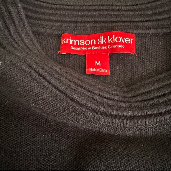 Krimson Klover Pearl Black Textured Wide Stripe Long Sleeve Sweater Dress Sz M - Picture 6 of 11